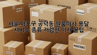서울 마포구 공덕동 원룸이사 용달 서비스 종류: 저렴한 이사 꿀팁! 📦